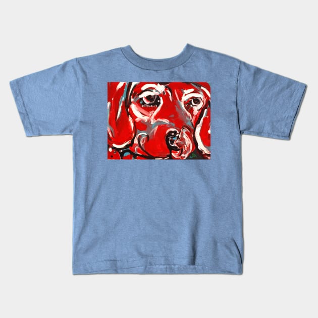 Yellow Lab in Red Kids T-Shirt by Jeneralarts